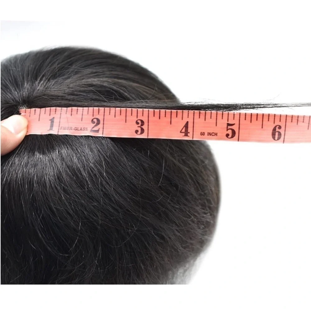 6x9 Off Black #1B Mens Toupee Thin Skin PU & French Lace 120% Density It#ND